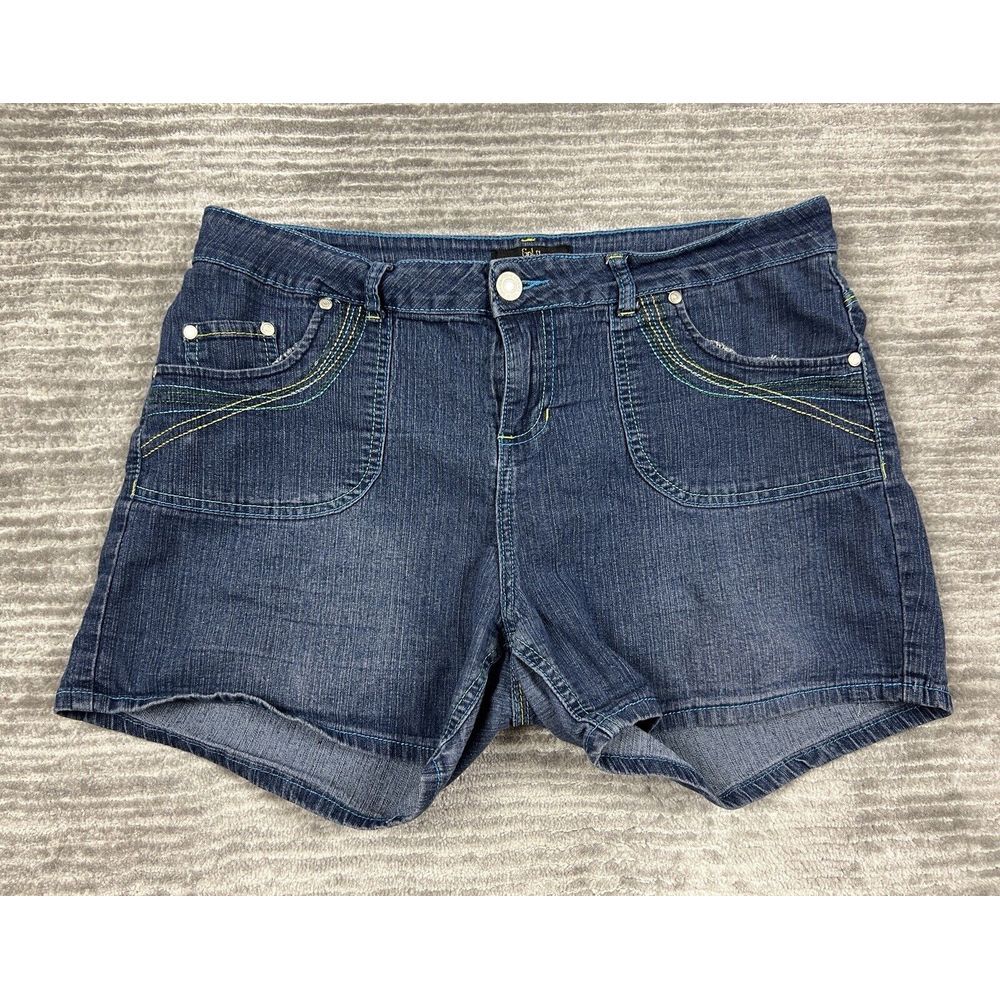 Gold Drama Shorts Womens‎ 16 Blue Dark Wash Ramie Blend Denim Jean Jorts